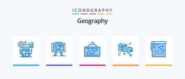 Geo Graphy Blue Icon Pack Including Treasure Map Photo Picture — Stock Vector