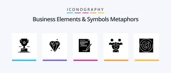 Business Elements Symbols Metaphors Glyph Icon Pack Including Puzzle Office — Wektor stockowy