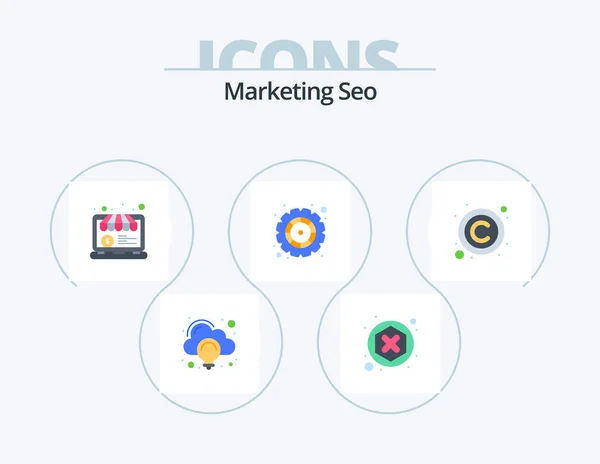 Marketing Seo Flat Icon Pack Icon Design Law Copy Internet — Stok Vektör