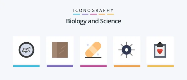 Biology Flat Icon Pack Including Lab Medical Creative Icons Design — стоковый вектор