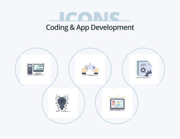 Coding App Development Flat Icon Pack Icon Design Mobile Game — Image vectorielle