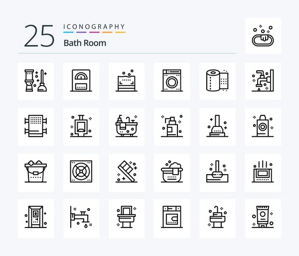 Bath Room Line Icon Pack Including Bath Toilet Bath Paper — Vetor de Stock