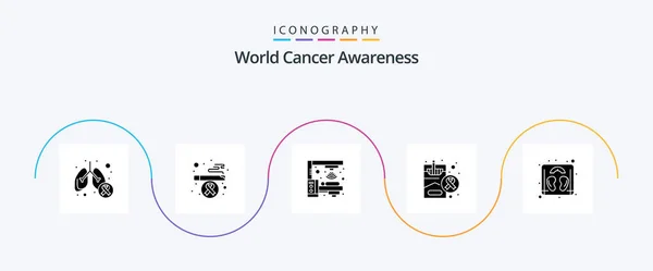 World Cancer Awareness Glyph Icon Pack Including Scale Smoking Machine — Stockvector