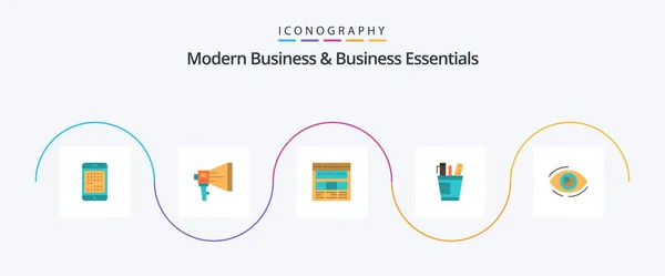 Modern Business Business Essentials Flat Icon Pack Including Page Business — Stockvector