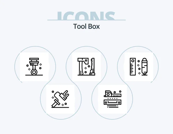 Tools Line Icon Pack Icon Design Car Saw Manometer Cutting — Stockvector