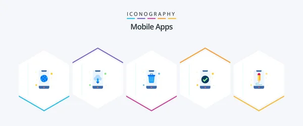 Mobile Apps Flat Icon Pack Including Edit Contact Essential App — Stok Vektör