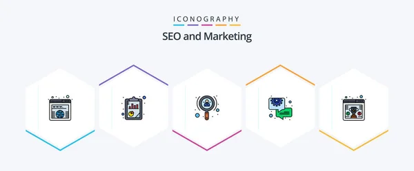 Seo Filledline Icon Pack Including Seo Gear Growth Consulting Business — Stockvector