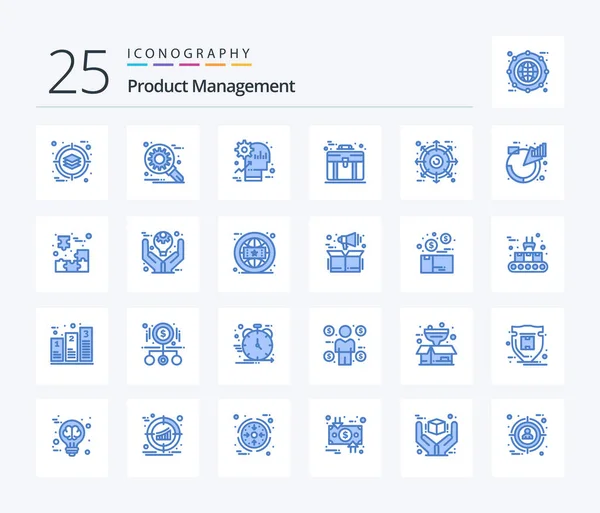 Product Management Blue Color Icon Pack Including External Briefcase Brain — стоковый вектор