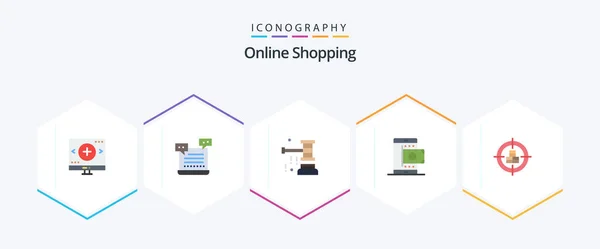 Online Shopping Flat Icon Pack Including Shop Mobile Shopping Valentine — Stock vektor