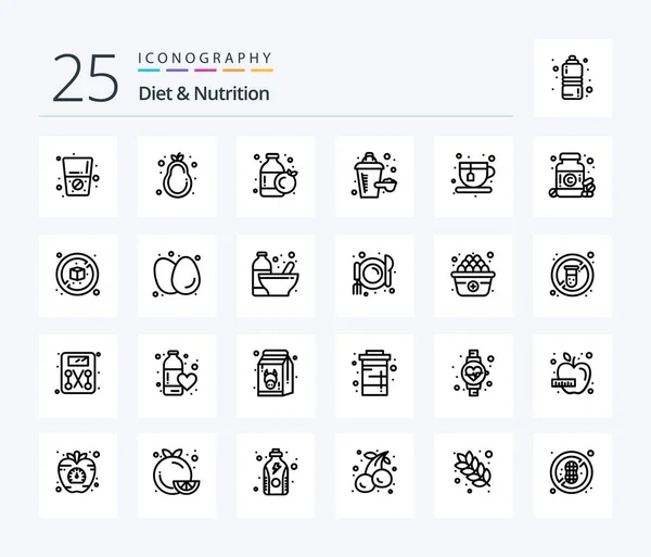 Diet Nutrition Line Icon Pack Including Drug Coffee Orange Tea — Stockový vektor