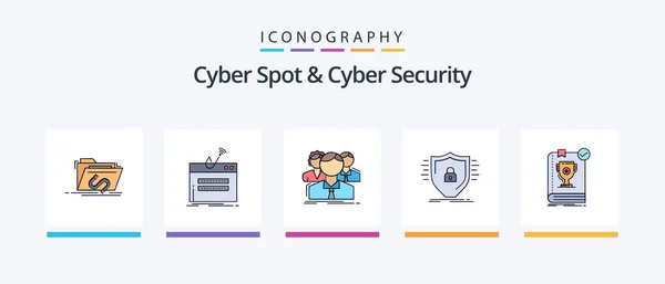 Cyber Spot Cyber Security Line Filled Icon Pack Including Monitoring — Vetor de Stock