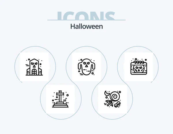 Halloween Line Icon Pack Icon Design Celebration Scary Castle Horror — Archivo Imágenes Vectoriales
