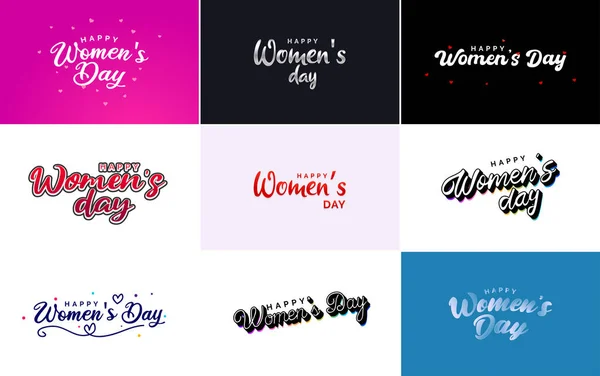 Розовый Счастливый Женский День Типографические Элементы Дизайна Международного Женского Дня — стоковый вектор