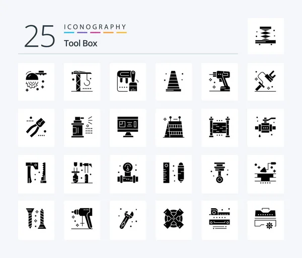 Tools Solid Glyph Icon Pack Including Instrument Construction Brush Vlc — Wektor stockowy