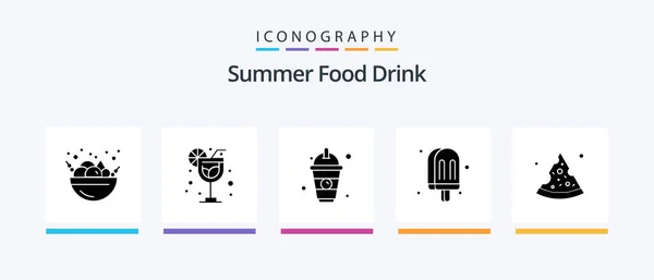 Summer Food Drink Glyph Icon Pack Including Food Food Pizza — Stock Vector