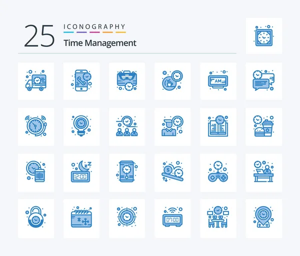 Time Management Blue Color Icon Pack Including Time Coffee Time — ストックベクタ