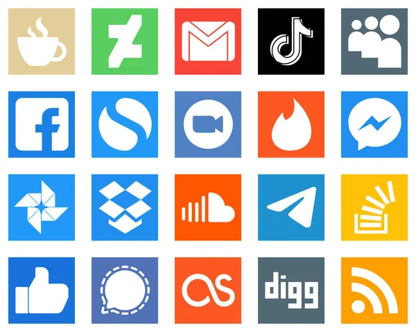 Modern Social Media Icons Zoom Douyin Myspace Icons Eye Catching — Stockvector