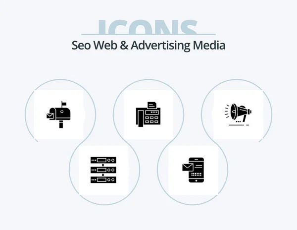 Seo Web Advertising Media Glyph Icon Pack Icon Design Fax — Stockový vektor
