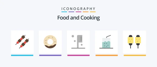 Food Flat Icon Pack Including Fried Knife Food Corn Creative — 图库矢量图片