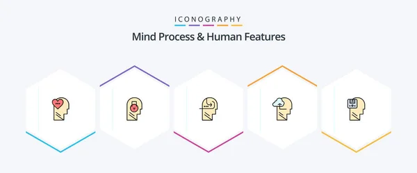 Mind Process Human Features Filledline Icon Pack Including Memory Mind — Vector de stock