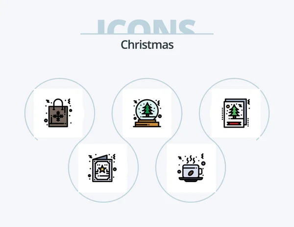 Christmas Line Filled Icon Pack Icon Design Season Wreath Card — Image vectorielle
