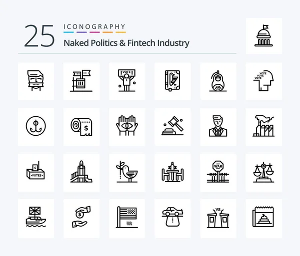 Naked Politics Fintech Industry Line Icon Pack Including Declaration Codex — Stock Vector