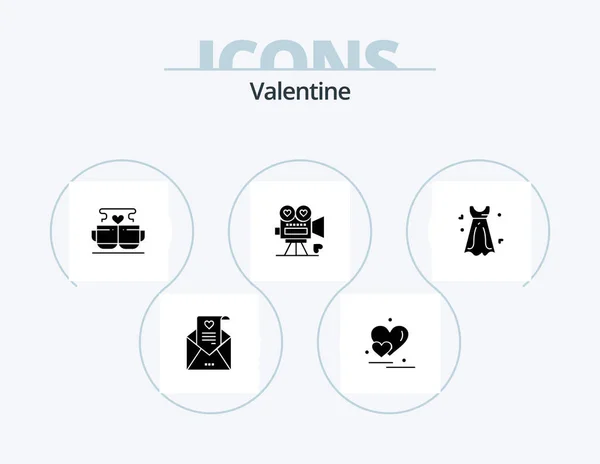 Valentine Glyph Icon Pack Icon Design Coffee Love Heart Day — Vetor de Stock