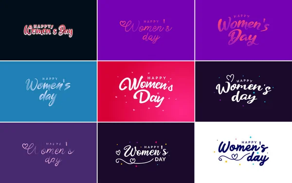 Happy Women Day Design Realistic Illustration Bouquet Flowers Banner Reading — 图库矢量图片