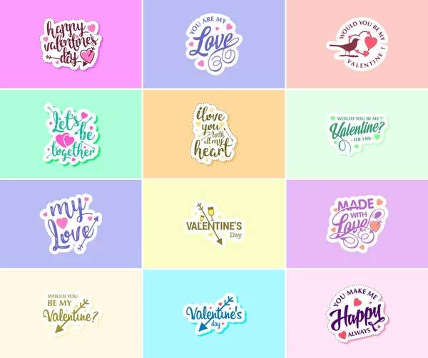 Valentine Day Graphics Stickers Share Your Love Affection — 图库矢量图片