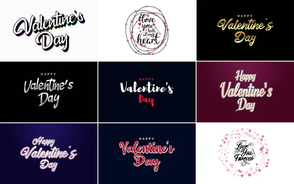Happy Valentine Day Greeting Card Template Floral Theme Red Pink — Stock vektor