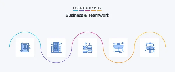 Business Teamwork Blue Icon Pack Including Direction Coins Decision Thing — Archivo Imágenes Vectoriales