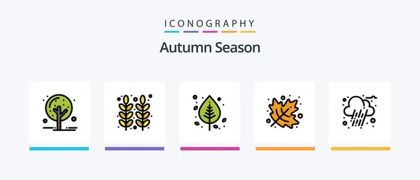 Autumn Line Filled Icon Pack Including Ash Harvest Cold Halloween — Vector de stock