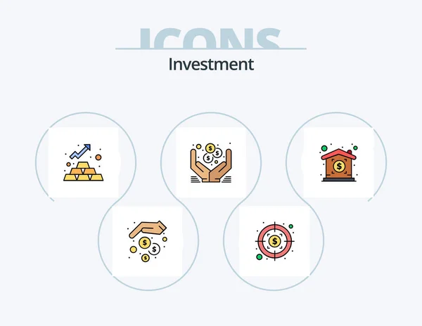 Investment Line Filled Icon Pack Icon Design Money Saving Hands — ストックベクタ