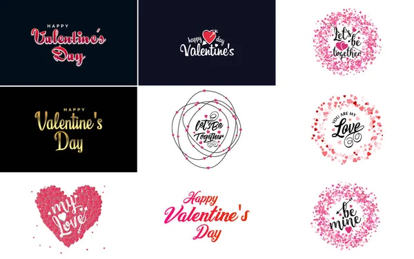 Red Flat Design Valentine Day Label Pack — Vector de stock