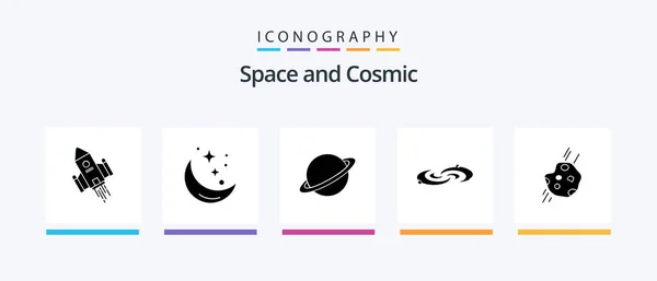 Space Glyph Icon Pack Including Astronomy Mars Weather Flag Space — Vettoriale Stock
