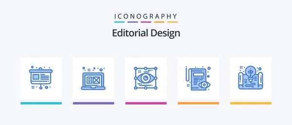 Editorial Design Blue Icon Pack Including Creative Pencil Art Edit — стоковый вектор