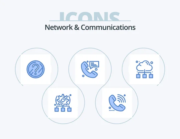 Network Communications Blue Icon Pack Icon Design Messaging Message Online — Vetor de Stock