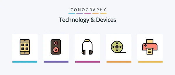 Devices Line Filled Icon Pack Including Webcam Photo Camera Memory — Archivo Imágenes Vectoriales