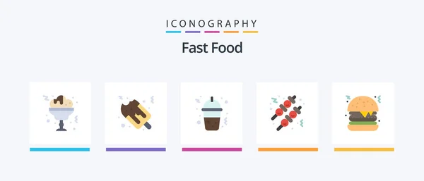 Fast Food Flat Icon Pack Including Food Food Burger Creative — Vector de stock