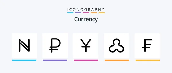 Currency Line Filled Icon Pack Including Currency Dollar Manat Yuan — Stockový vektor