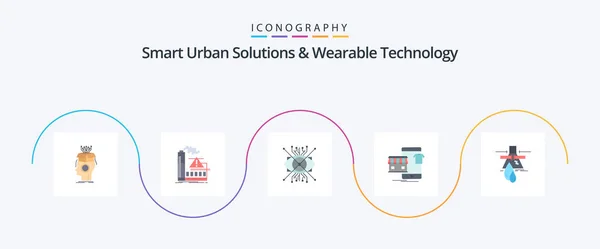 Smart Urban Solutions Wearable Technology Flat Icon Pack Including Garments — Διανυσματικό Αρχείο