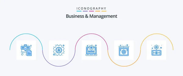 Business Management Blue Icon Pack Including Economy Web Management Settings — Vetor de Stock