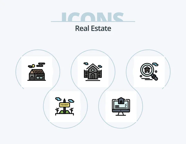 Real Estate Line Filled Icon Pack Icon Design Real Estate — Wektor stockowy