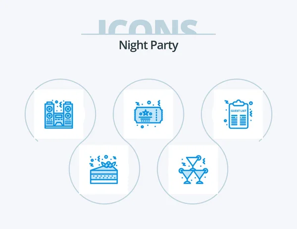 Night Party Blue Icon Pack Icon Design Party Celebration Night — Wektor stockowy