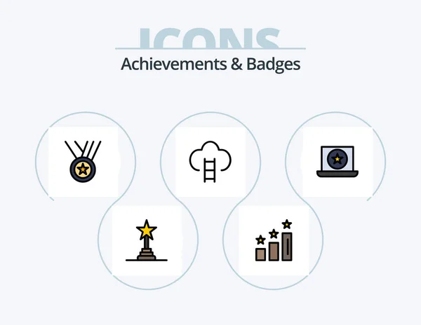Achievements Badges Line Filled Icon Pack Icon Design Badges Trophy — Stock Vector