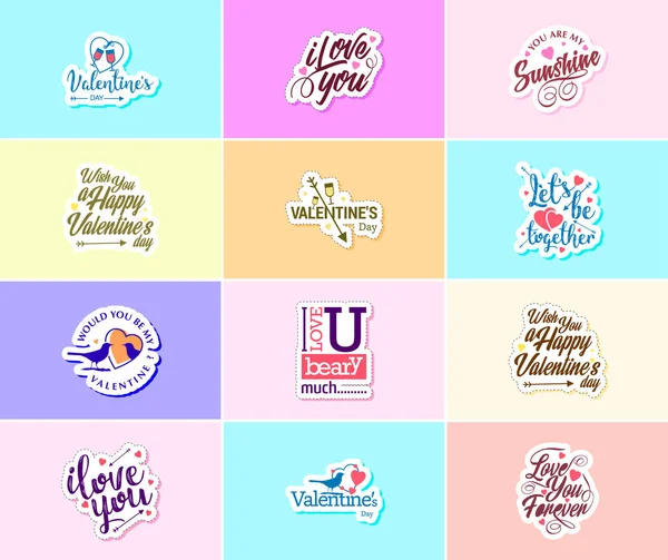 Flowers Love Valentine Day Graphics Stickers — 图库矢量图片