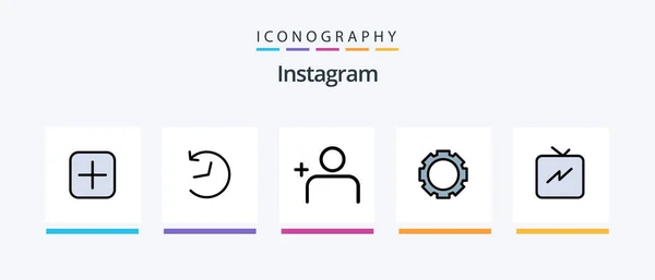 Instagram Line Filled Icon Pack Including Twitter Add View Timeline — Vettoriale Stock