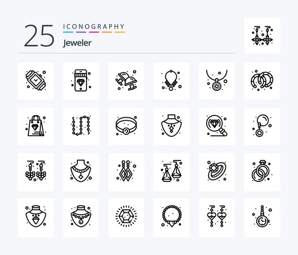 Jewellery Line Icon Pack Including Hoops Necklace Cuff Jewelry Accessories — 图库矢量图片