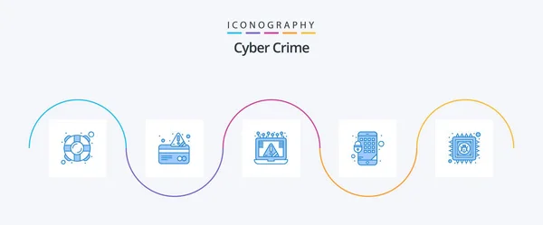 Cyber Crime Blue Icon Pack Including Antivirus Lock Connection Encryption — ストックベクタ