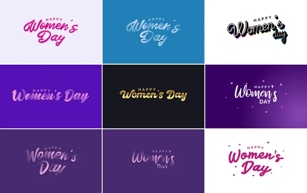 International Women Day Vector Hand Written Typography Background Gradient Color — 图库矢量图片